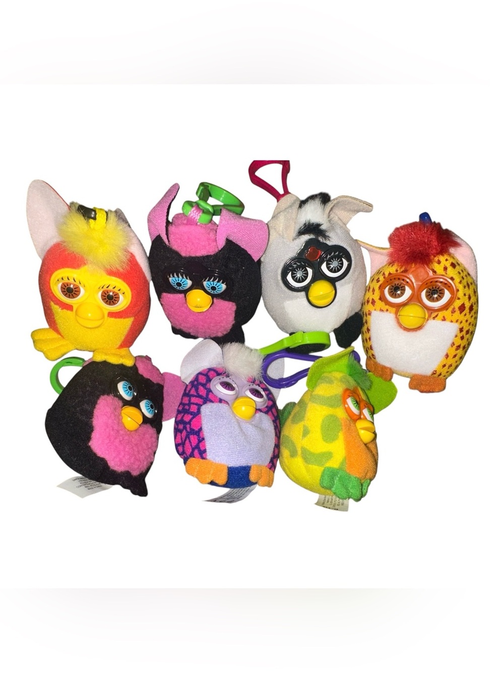 Vintage 1990s McDonald’s Furby Plush Clip Toys – Lot of 7, Like New